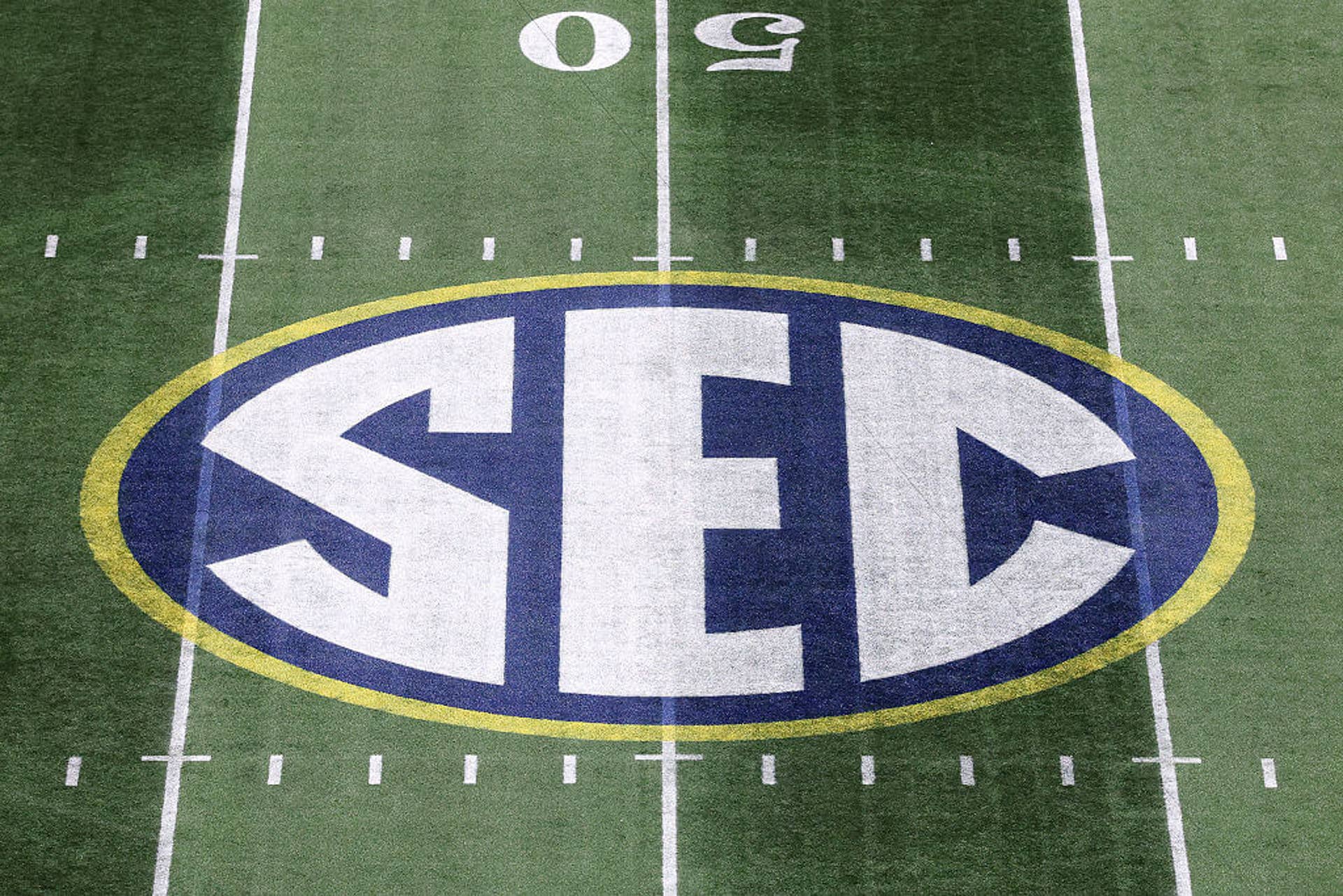 SEC football logo at the SEC Championship in Atlanta Georgia.
