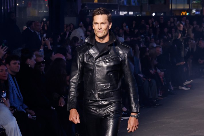 om Brady walks the runway at Guccicore: Gucci Cruise 2027 at Times Square on May 16, 2026 in New York City.