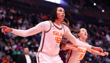 HARTFORD, CT - MAY 30: Brittney Griner #42 of the Connecticut Sun plays defense during the game against the Los Angeles Sparks on May 30, 2026 at PeoplesBank Arena in Hartford, Connecticut. NOTE TO USER: User expressly acknowledges and agrees that, by downloading and or using this photograph, User is consenting to the terms and conditions of the Getty Images License Agreement. Mandatory Copyright Notice: Copyright 2026 NBAE (Photo by Chris Marion/NBAE via Getty Images)