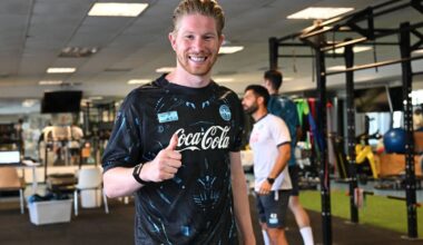 Kevin De Bruyne on first day of Napoli pre-season training, July 15, 2025.