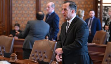 State Senator Michael E. Hastings speaks on the Senate floor