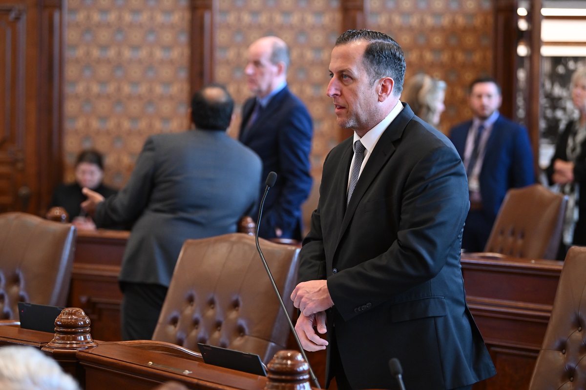 State Senator Michael E. Hastings speaks on the Senate floor