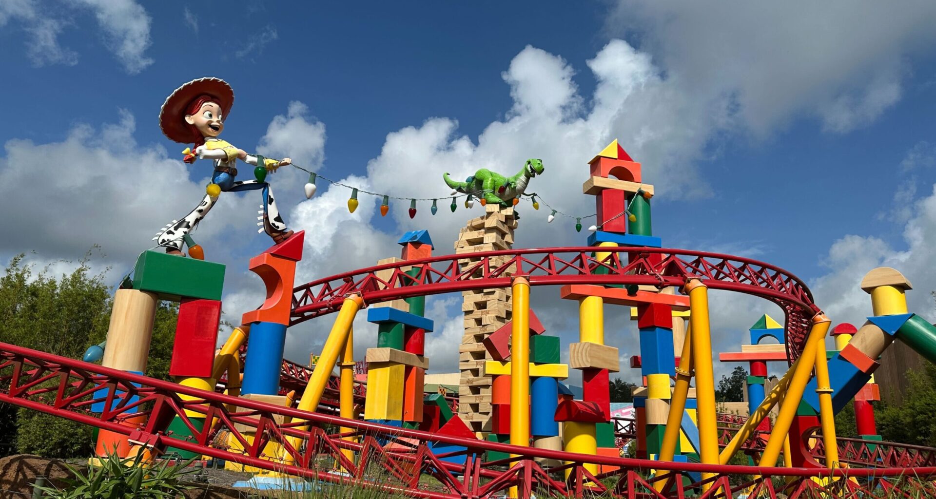 Parts of Slinky Dog Dash beginning to show signs of natural weathering and aging at Hollywood Studios