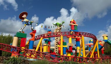 Parts of Slinky Dog Dash beginning to show signs of natural weathering and aging at Hollywood Studios