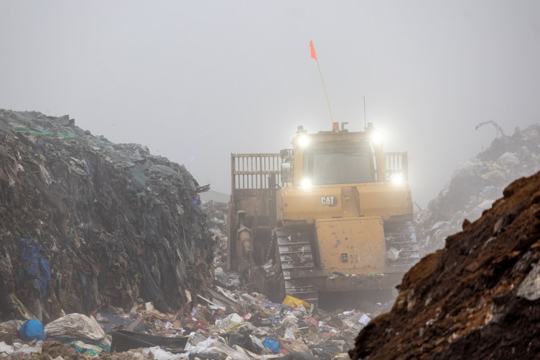 A bulldozer moves trash around at Short Mountain Landfill on Dec. 30, 2025.