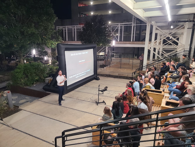 lecture in a bar of astronomy