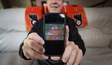 Dennis Boyle poses for a photo at his home in Cherry Hill, N.J., on Wednesday. He was the original mascot for the Flyers during the 1978–79 season.