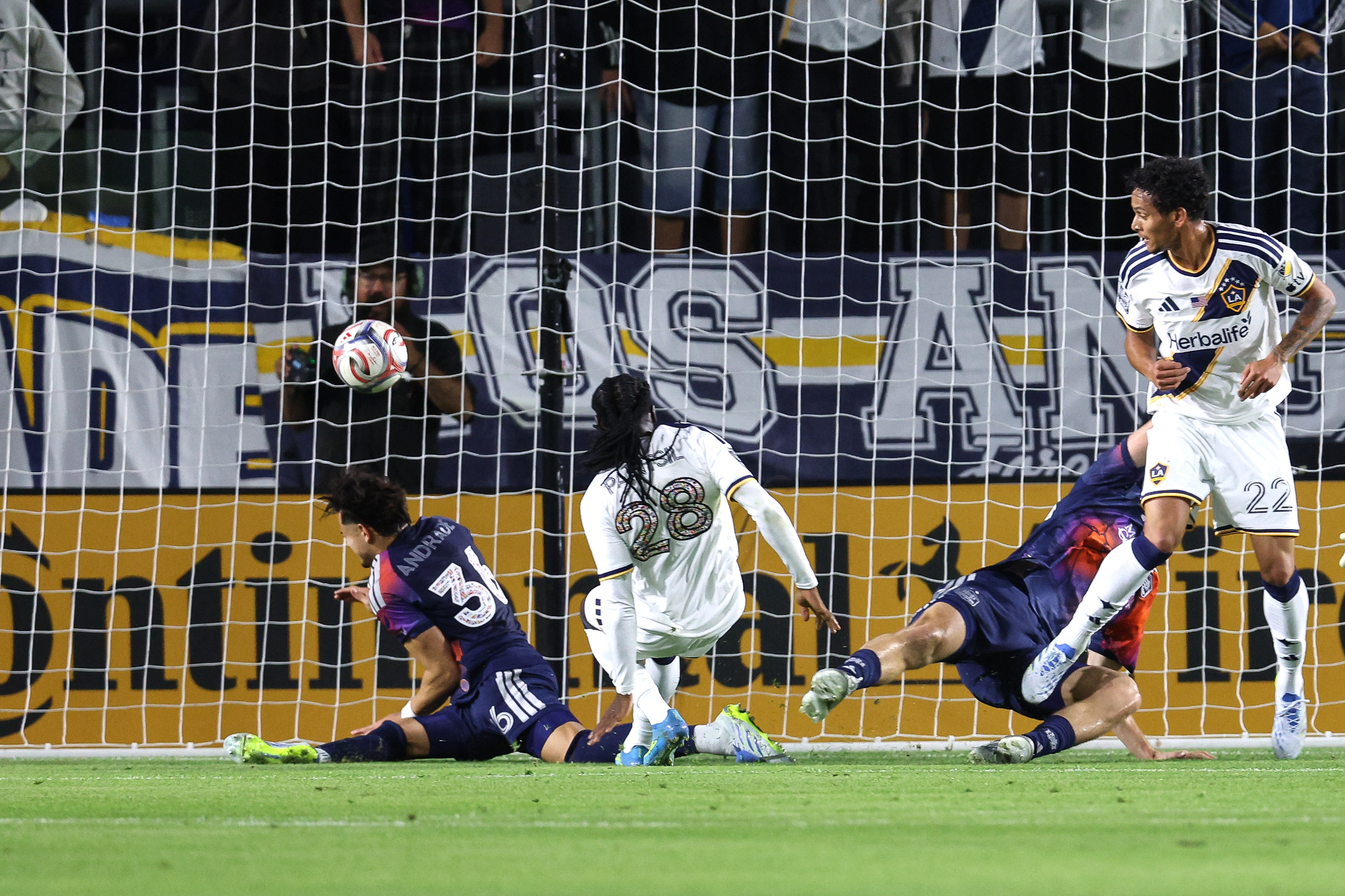 Galaxy forward Joseph Paintsil (28) scores a goal against the...