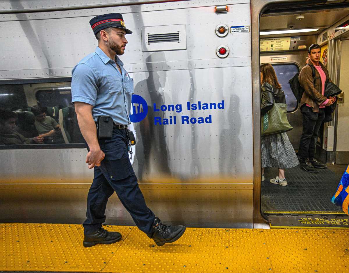 LIRR worker on the job at Penn Station