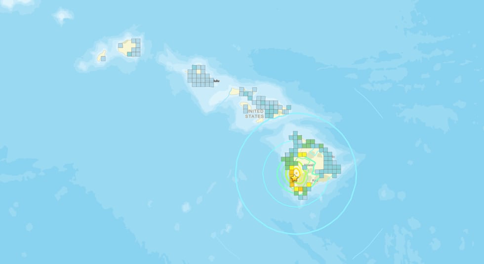 This USGS map shows where residents felt the earthquake, with some reporting very strong...