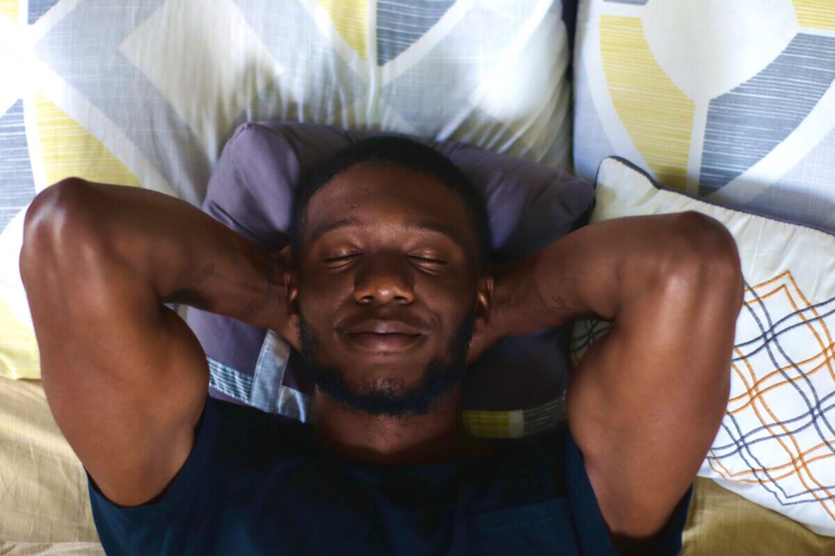 Man sleeping happily