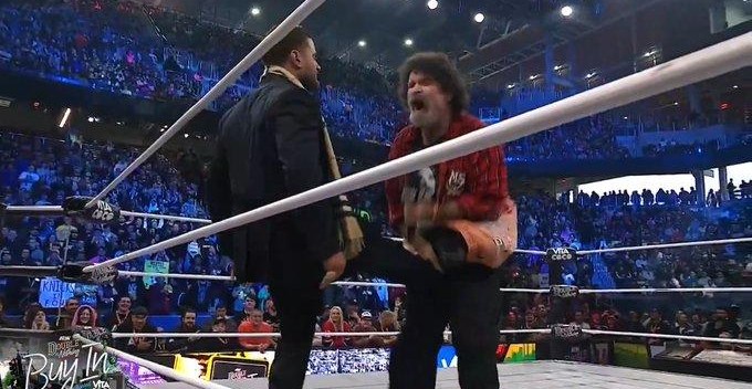 MJF welcomes Mick Foley to AEW by kicking him in the junk
