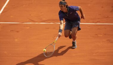 Lorenzo Musetti in action ahead of the ATP Rio Open.