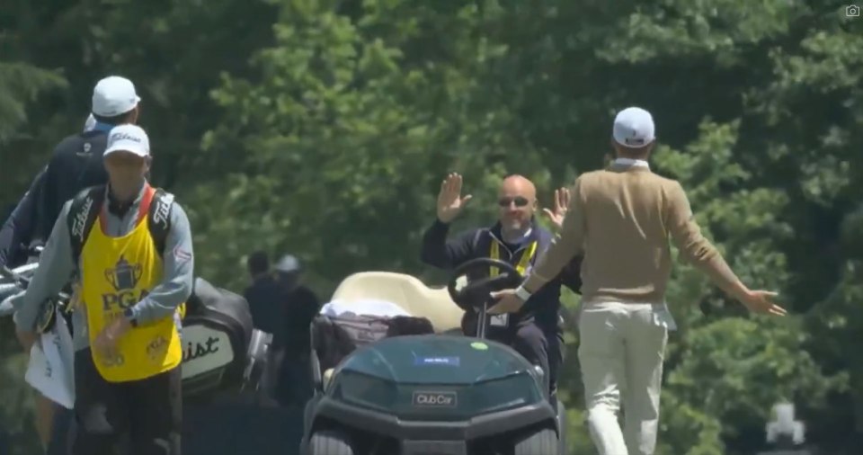 Thomas and Bradley were seen waving their arms in frustration at the PGA official.