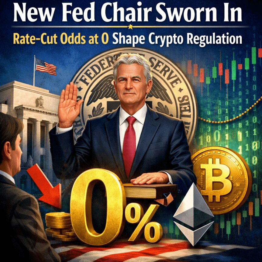 New Fed Chair Sworn In; Rate-Cut Odds At 0 Shape Crypto Regulation