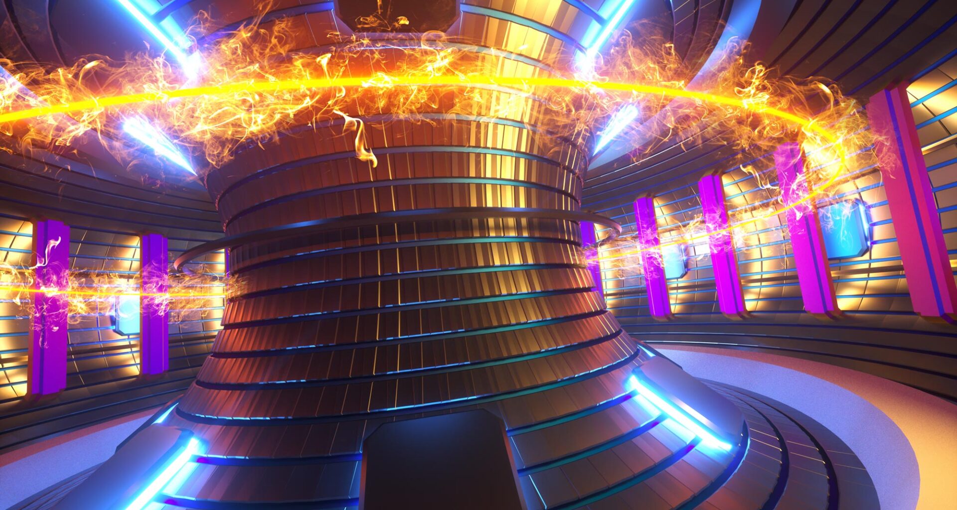 Nuclear Fusion Reactor Tokamak Heated Plasma