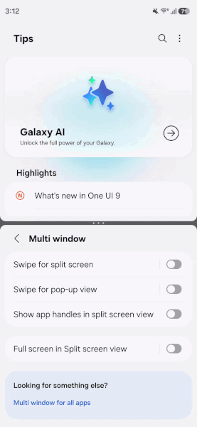 One UI 9 beta app handle toggle 2 One UI 9 beta app handle toggle 2