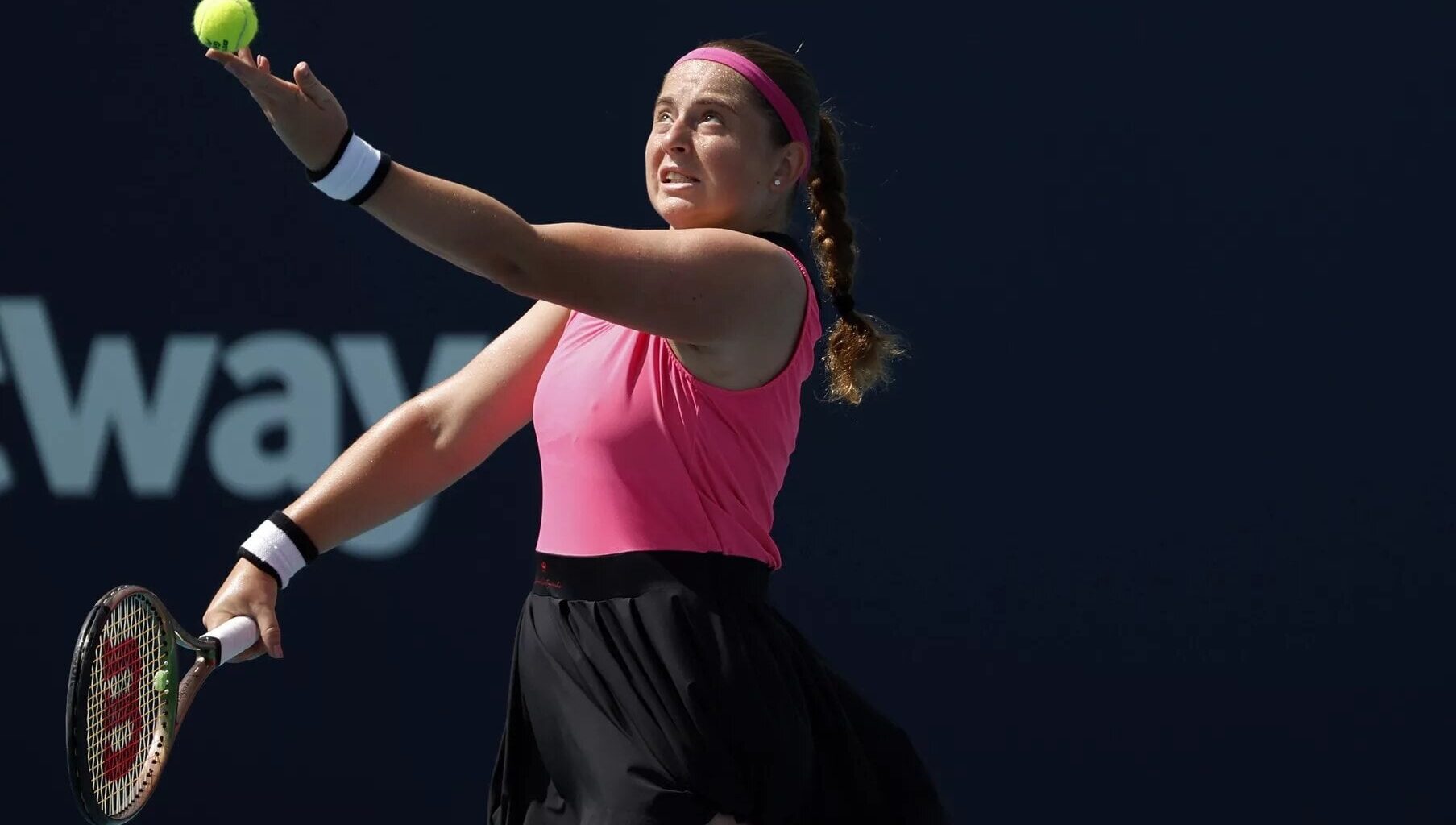 Jelena Ostapenko in action at the WTA Eastbourne International.