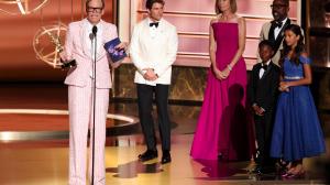 Jeff Hiller accepts an award at the 77th Primetime Emmy Awards held at the Peacock Theater on September 14, 2025 in Los Angeles, California.