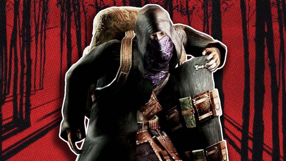 Resident Evil 4's merchant opens his coat.