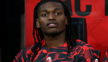 MILAN, ITALY - MAY 24: Rafael Leao of AC Milan looks on from the substitutes bench prior to the Serie A match between AC Milan and Cagliari Calcio at the Giuseppe Meazza Stadium on May 24, 2026 in Milan, Italy. (Photo by Marco Luzzani/Getty Images)