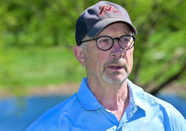 Jon Schumacher, who lives next to the closed University of Minnesota Les Bolstad Golf Course, talks about challenges for the development of the 141-acre site in Falcon Heights on Wednesday, May 13, 2026. (John Autey / Pioneer Press)
