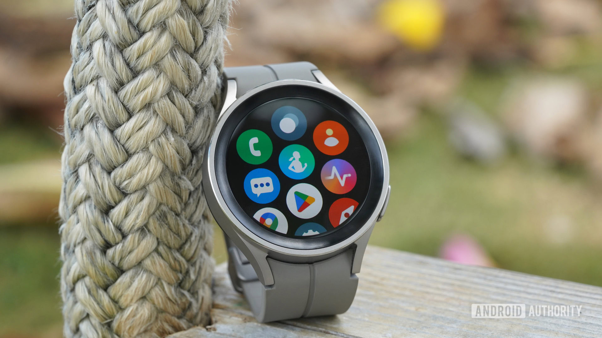 Samsung Galaxy Watch 5 Pro Wear OS apps A Samsung Galaxy Watch 5 Pro displays its App Library including Google and Samsung native apps.