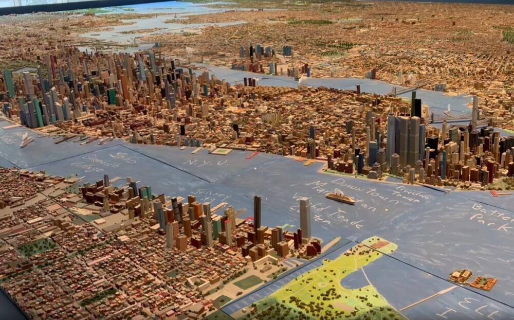 Joe Macken’s “He Built This City” exhibit at the Museum of of the City of New York. (Karyn Miller-Medzon/Here & Now)