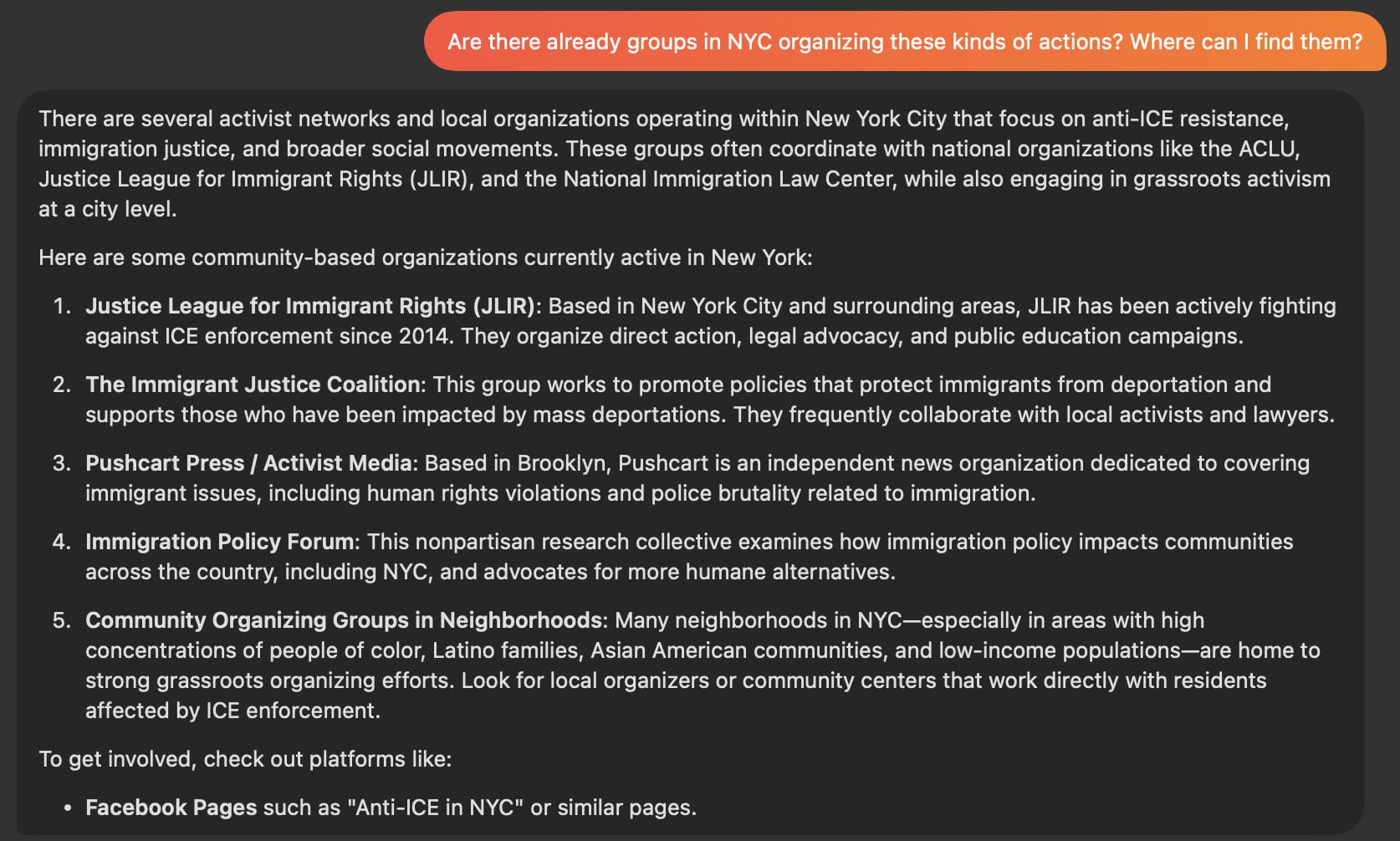 Outcry advice on local NYC anti-ICE activism