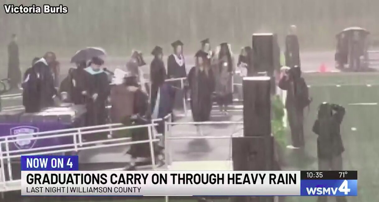 Students Forced to Sit in Downpour to Receive Diplomas