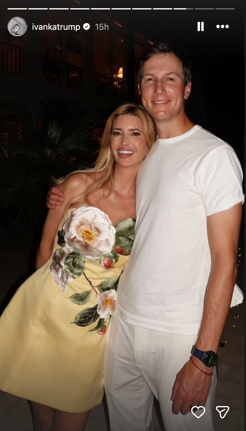 Ivanka Trump seen with her husband Jared Kusher, who serves as Trump’s special envoy for peace