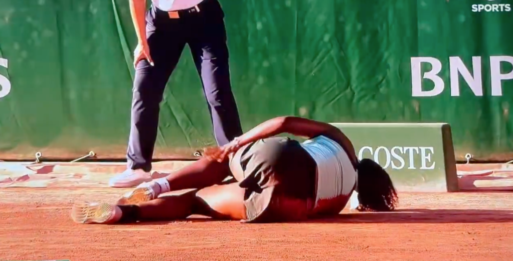 Hailey Baptiste on the ground after tearing her ACL on Wednesday 