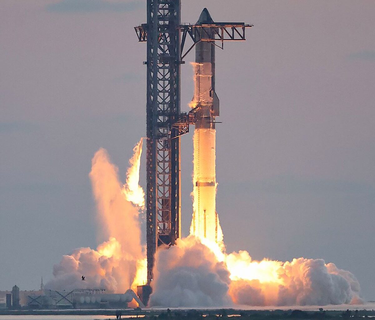 SpaceX Starship Ignition During Its Launch on IFT 5