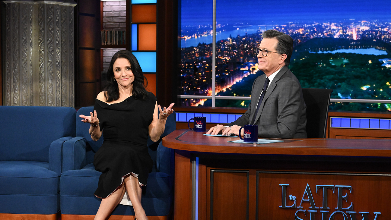 Julia Louis-Dreyfus and Stephen Colbert on 'The Late Show.'