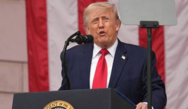 President Donald Trump speaks during the 158th National Memorial Day Observance coinciding with the nation's 250th anniversary, at the Memorial Amphitheater in Arlington National Cemetery, Monday, May 25, 2026, in Arlington, Va. (AP Photo/Alex Brandon)