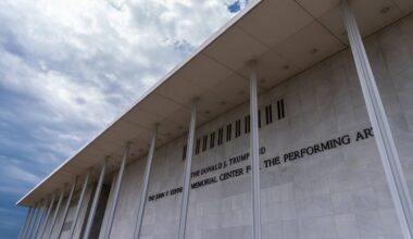 A woman walks outside The John F. Kennedy Memorial Center For The Performing Arts on Feb. 2, 2026, in Washington. (AP Photo/Rahmat Gul, File)