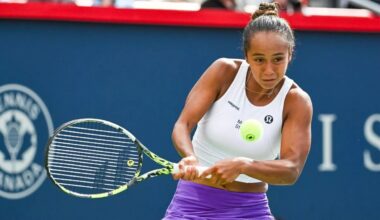 Leylah Fernandez in action ahead of the WTA Abu Dhabi.