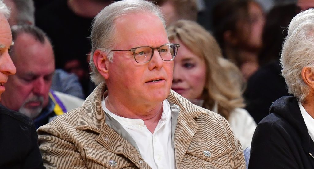 Warner Bros. Discovery chief executive David Zaslav and actor Dustin Hoffman attend the game between the Los Angeles Lakers and Oklahoma City Thunder at Crypto.com Arena.