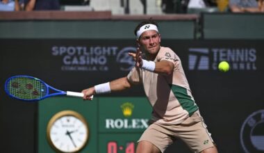 Casper Ruud in action ahead of the ATP Geneva.