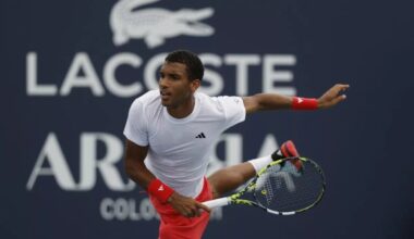 Felix Auger-Aliassime in action ahead of the ATP Hamburg.