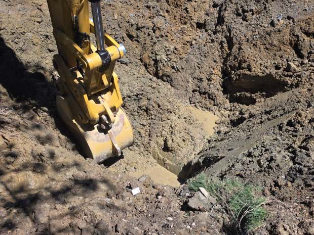 A view of the site where a 42-inch water main broke early Sunday morning in River Woods Park just north of downtown Auburn Hills. The GLWA said a new piece of piple could be in place by the end of Tuesday. (Great Lakes Water Authority)