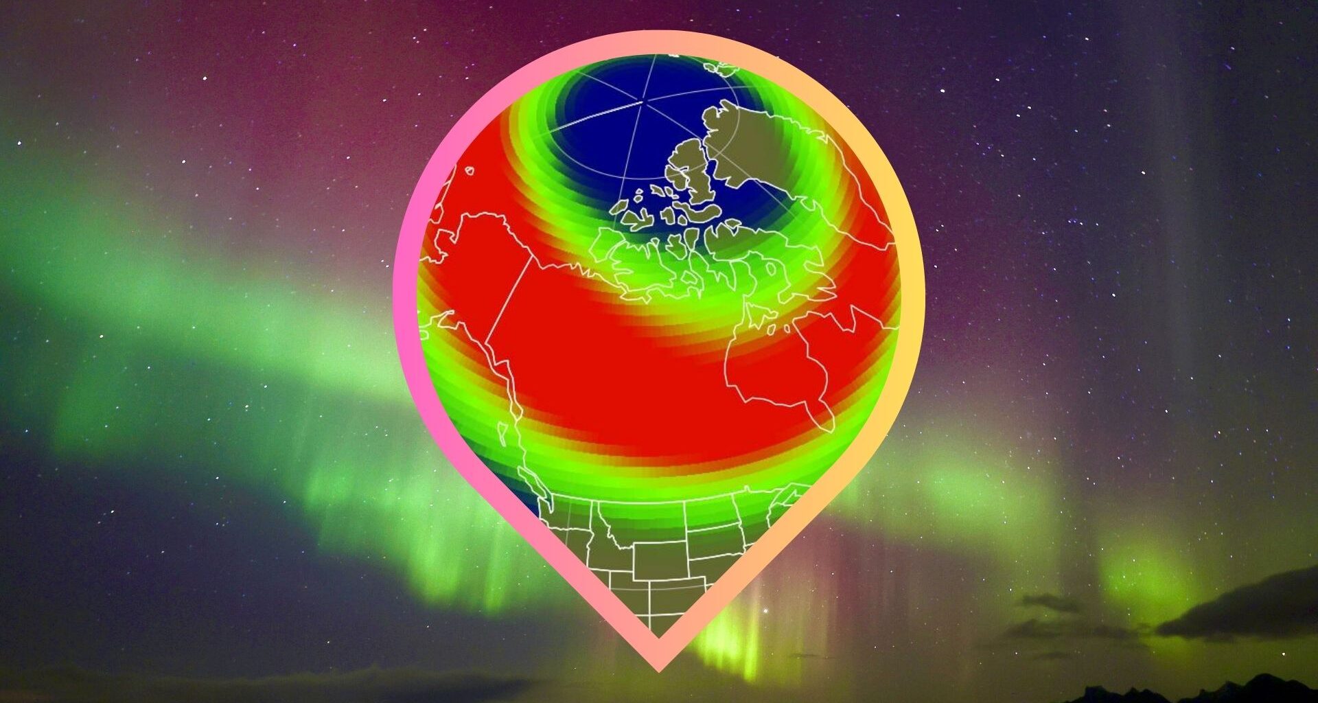 map showing where aurora might be visible in us states tonight.