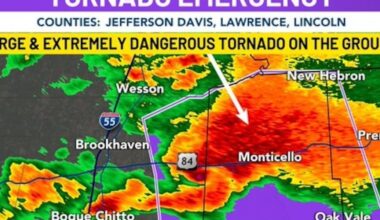 Large, violent tornado tears through parts of Mississippi, triggers Tornado Emergency