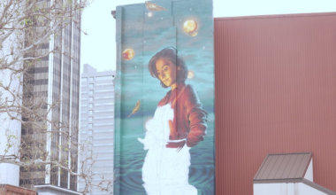International artist duo brings three rivers-inspired mural to The Landing in Fort Wayne