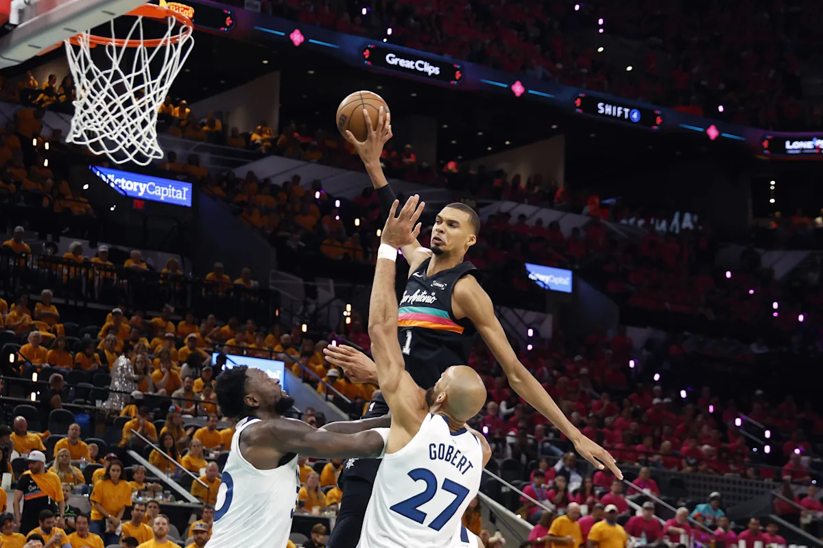 Victor Wembanyama sets NBA postseason record with 12 blocks, but can't lead Spurs past Timberwolves in Game 1