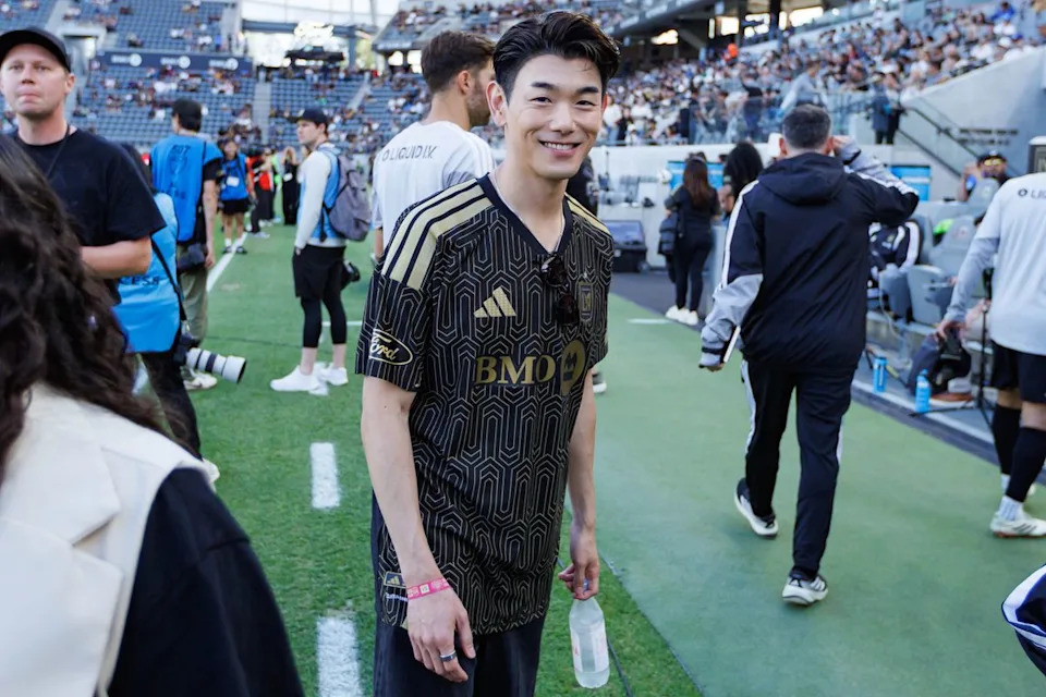 Actor and singer-songwriter Eric Nam before an MLS LAFC against Houston Dynamo FC match on May 10, 2026 at BMO Stadium in Los Angeles, California.