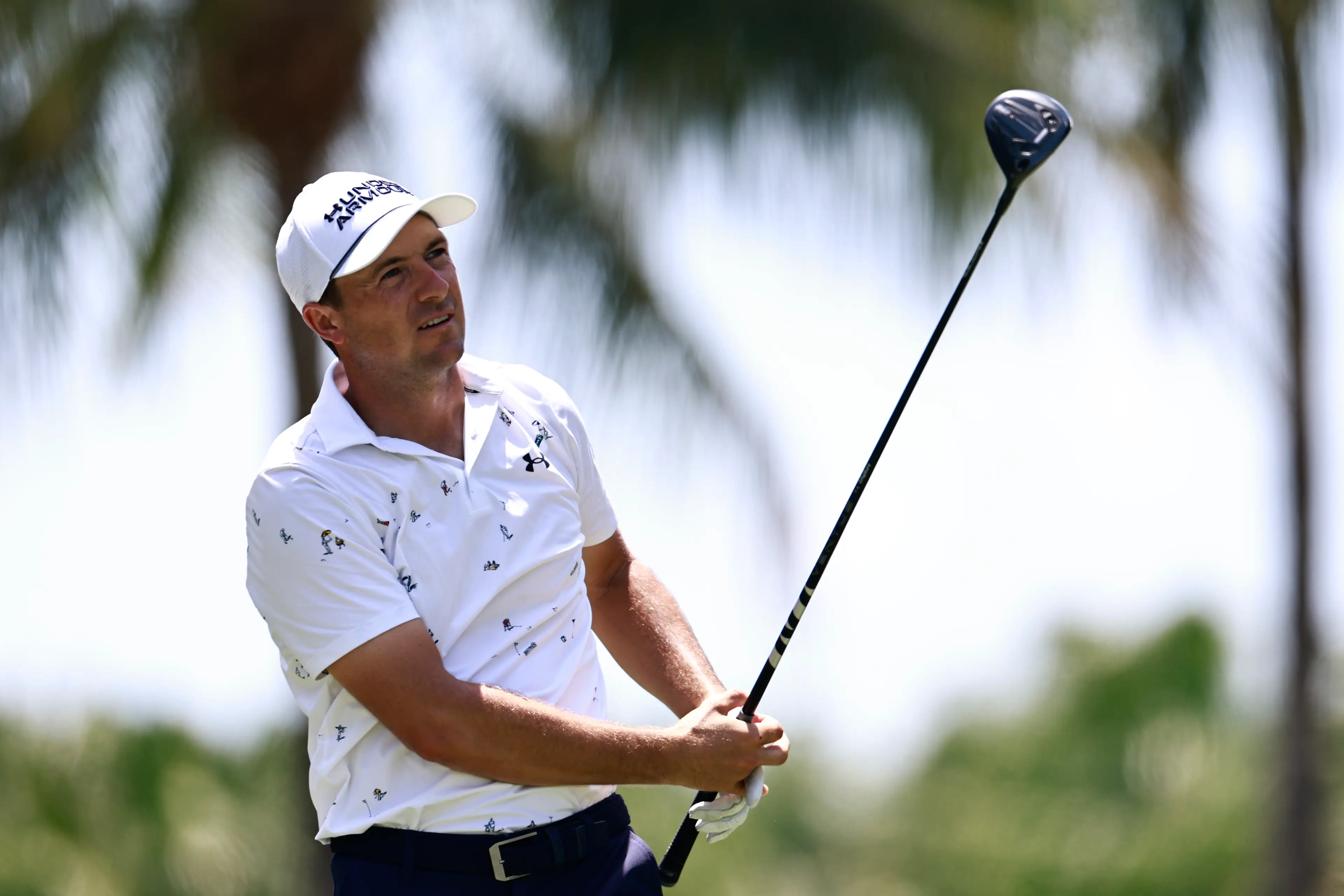 Jordan Spieth of the United States plays his shot from the seventh tee during the first round of the Cadillac Championship 2026 at Trump National Doral Miami (Getty Images)