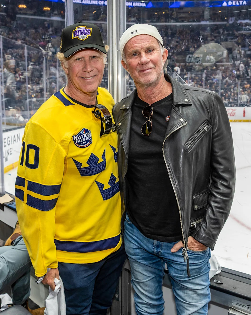 Will Ferrell and Chad Smith attend Game Three of the First Round of the 2026 Stanley Cup Playoffs between the Colorado Avalanche and the Los Angeles Kings at Crypto.com Arena on April 23, 2026 in Los Angeles, California. (Photo by Ryan Hadji/NHLI via Getty Images)