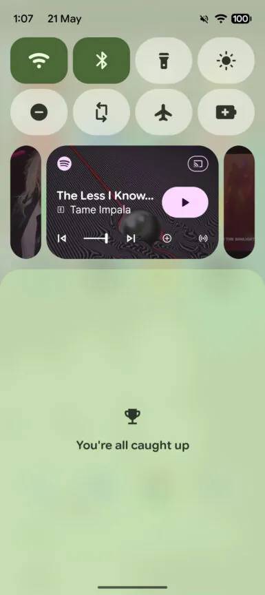 New media switcher in Android 17, second pill.