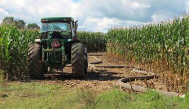 tractor, hose, manure, farming, runoff